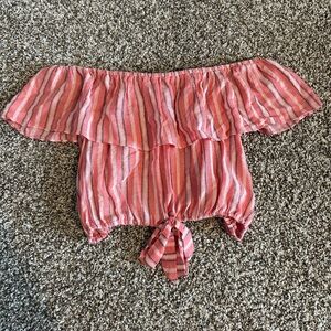 Forever 21 Coral and Black Striped Top